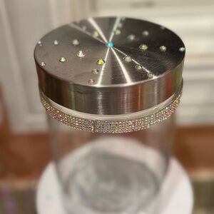 Crystal-Embellished Glass Jar with Silver Lid-FREE GIFT w/purchase!